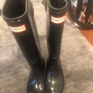Hunter Rain Boots, Patent Leather, Tall, Size 8, WIDE CALF